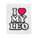 I LOVE MY LEO VELVETEEN PLUSH BLANKET