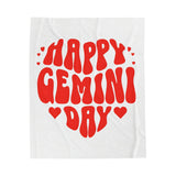 HAPPY GEMINI DAY VELVETEEN PLUSH BLANKET