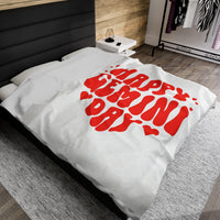 HAPPY GEMINI DAY VELVETEEN PLUSH BLANKET