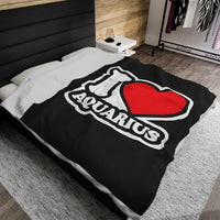 I LOVE AQUARIUS VELVETEEN PLUSH BLANKET