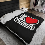 I LOVE TAURUS VELVETEEN PLUSH BLANKET