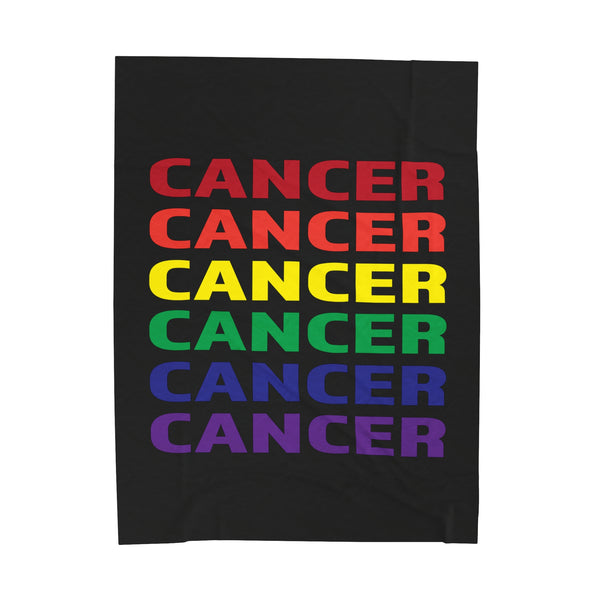 CANCER RAINBOW VELVETEEN PLUSH BLANKET