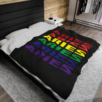 ARIES RAINBOW VELVETEEN PLUSH BLANKET