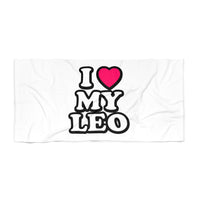 I LOVE MY LEO BEACH TOWEL