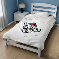 I LOVE MY LEO VELVETEEN PLUSH BLANKET