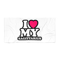 I LOVE MY SAGITTARIUS BEACH TOWEL