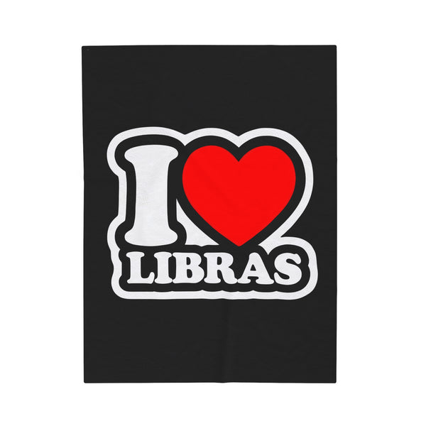 I LOVE LIBRAS VELVETEEN PLUSH BLANKET