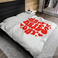 HAPPY ARIES DAY VELVETEEN PLUSH BLANKET