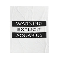 WARNING AQUARIUS VELVETEEN PLUSH BLANKET