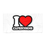 I LOVE CAPRICORNS BEACH TOWEL