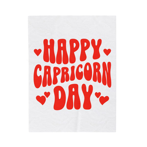 HAPPY CAPRICORN DAY VELVETEEN PLUSH BLANKET