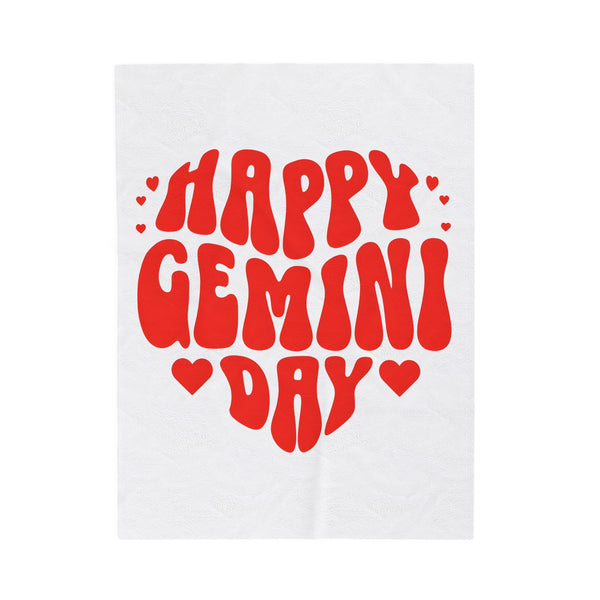 HAPPY GEMINI DAY VELVETEEN PLUSH BLANKET