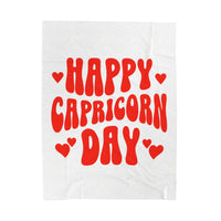 HAPPY CAPRICORN DAY VELVETEEN PLUSH BLANKET