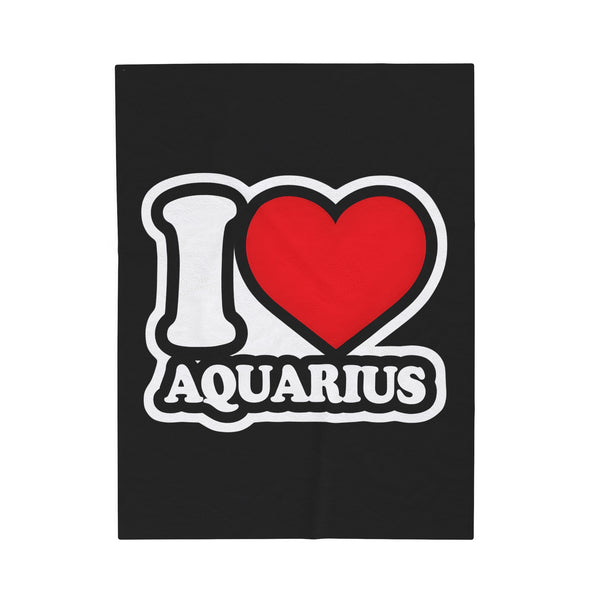 I LOVE AQUARIUS VELVETEEN PLUSH BLANKET