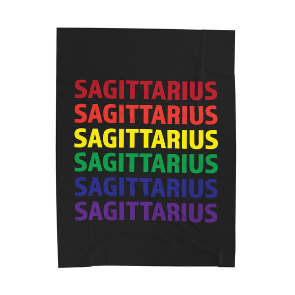 SAGITTARIUS RAINBOW VELVETEEN PLUSH BLANKET