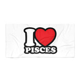 I LOVE PISCES BEACH TOWEL