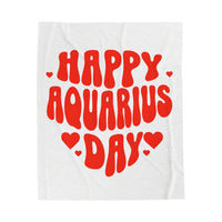 HAPPY AQUARIUS DAY VELVETEEN PLUSH BLANKET