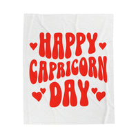 HAPPY CAPRICORN DAY VELVETEEN PLUSH BLANKET